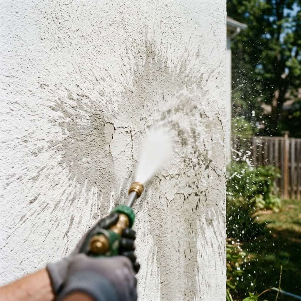 Jet haute pression Karcher endommageant un enduit extérieur