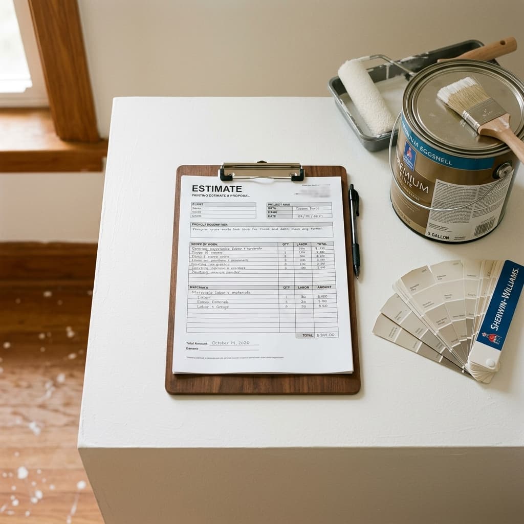 Devis peinture intérieure avec rouleau et nuancier de couleurs — Tarifs artisan peintre Orléans 2026