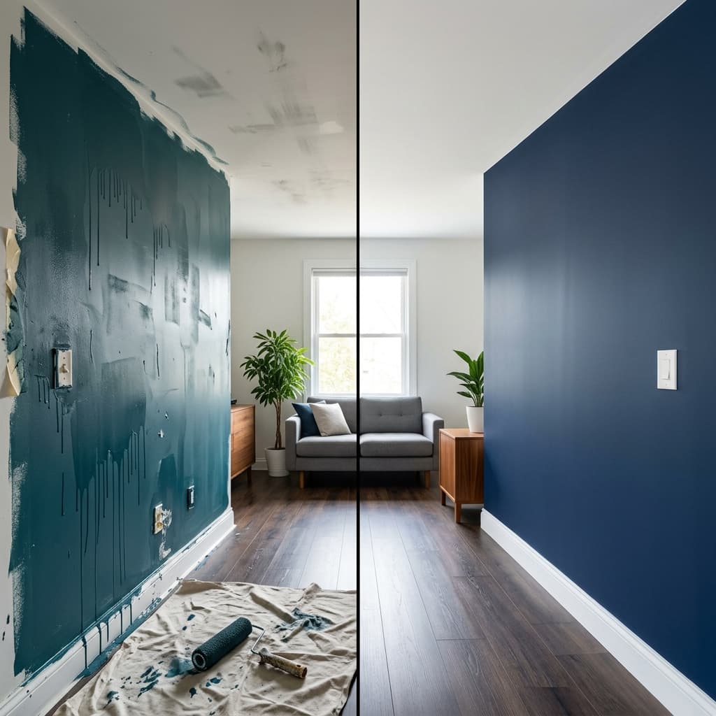 Comparaison résultat peinture amateur versus finition professionnelle artisan — Qualité peintre Orléans