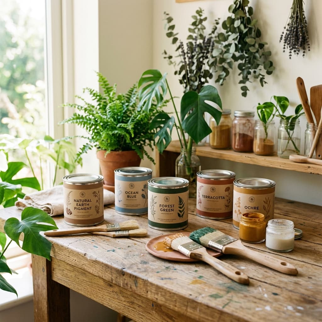 Pots de peinture écologique sans COV avec ingrédients naturels — Peinture biosourcée artisan Orléans